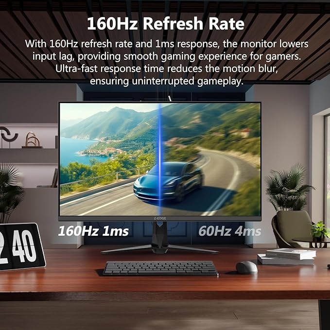 4K Monitor Z-Edge 27 inch IPS Monitor UHD 3840x2160 IPS Computer Monitor 450 cd/m² 160Hz Refresh Rate 1ms Response Time G274K Ultra-Thin Bezel