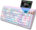 H98 Wireless Mechanical Keyboard96-Key Hot-Swappable Wired Gaming KeyboardTri-Mode Bluetooth 5.0 2.4G USB-C1.14 Color ScreenDouble Knob6000mAhRGBPBT Keycaps for PC Mac iPad-Pink