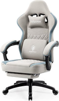 Dowinx Gaming Chair Breathable Fabric Game Chair with Gel Pad and Storage Bag Comfortable Gamer Chair with Pocket Spring CushionErgonomic Computer Chair with FootrestGrey