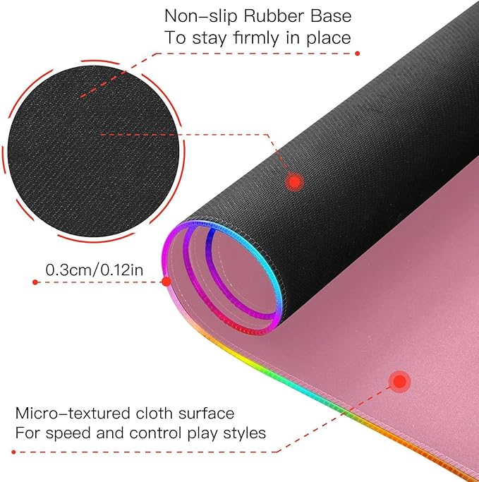 Dark Peach Mouse Pad Gaming Mousepad Non Slip Desk Mat Wireless Charging RGB Computer Mouse Pads Keyboard Mats Pad for Desktop Home Office 35.4 x 15.7 in