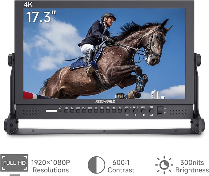 FEELWORLD 17.3 Inch 1920x1080 Resolution 4K HDMI 3G-SDI Input and Output Broadcast Production MonitorDesktop Director‘s Monitor with YPbPr Video