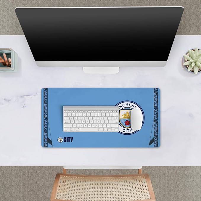 Head Case Designs Officially Licensed Manchester City Man City FC 2024/25 Home Crest Kits &amp Players 23.62 x 11.81 x 0.12 inches (600 x 300 mm) - L Gaming Office Desk PC Keyboard Mouse Mat Pad