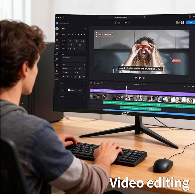ZZA 32 Inch Curved Gaming Monitor 165Hz QHD 2560x1440 PC Monitor HDMI DP1.4 1500R 1ms MPRT HDR Metal Stand VESA Compatible (DP Cable Incl.)
