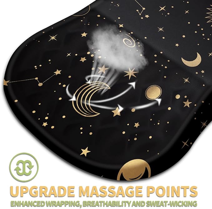 Ergonomic Wrist Rest Support Mouse Pad Massage Design Relief Carpal Tunnel Pain Entire Memory Foam Non-Slip Computer Mouse Pads for Wireless Starry Sky