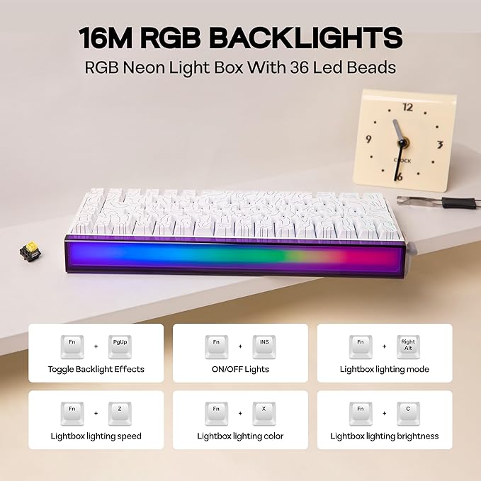 MechLands Aula Hero84 HE Wired Magnetic Gaming Keyboard Rapid Hall Effect Keyboard with 0.01mm Adjustable Actuation 8kHz Polling 5-Layer Sound Dampening RGB Lightbox &amp Backlit (White)