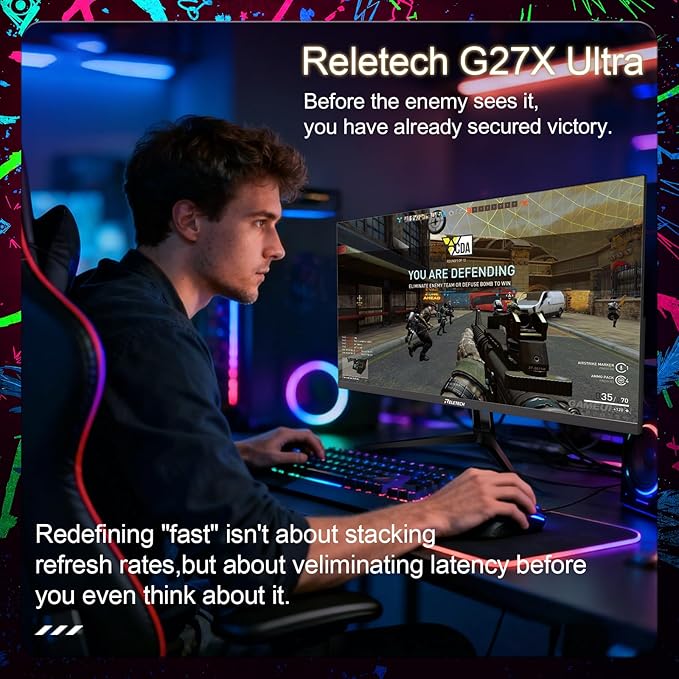 27inch Gaming Computer Monitor2K(QHD 2560x1440) 300Hz Monitor Fast IPS 1ms Response Time FreeSync&ampG-Sync Anti-Blue Light Ultra Slim 100% sRGB DP*2 &amp HDMI*2 Ports VESA Mount(G27X Ultra)