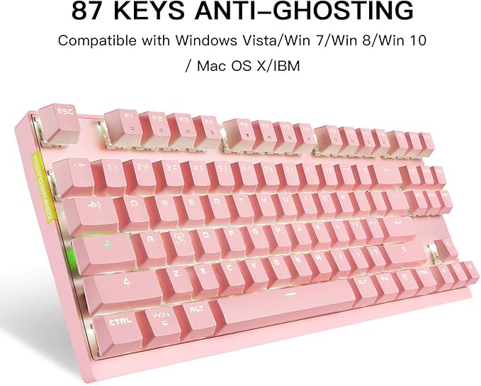 MOTOSPEED GK82 RGB LED Backlit Wired Mechanical Gaming Keyboard 82 Keys Hot-Swap Mechanical Keyboard w/Aluminum Base Upgraded Socket and Noise Absorbing Foams Soft Tactile Blue Switch