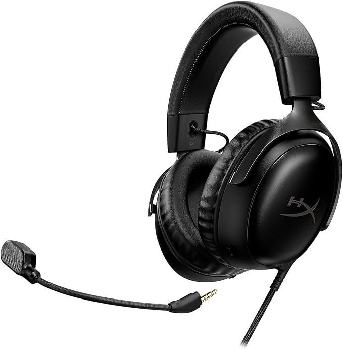 HyperX Cloud III – Wired Gaming Headset PC PS5 Xbox Series X|S Angled 53mm Drivers DTS Spatial Audio Memory Foam Durable Frame Ultra-Clear 10mm Mic USB-C USB-A 3.5mm – Black