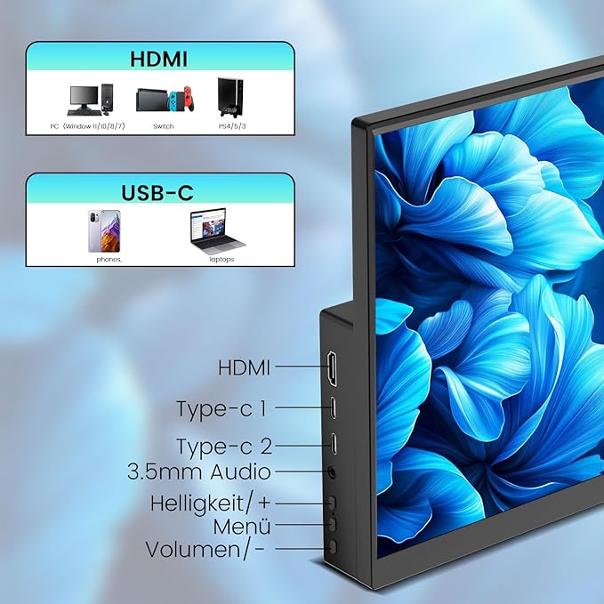 14inch Touchscreen Monitor for Raspberry Pi 5/4B/3B+/3B Screen IPS Display Touch Screen FHD 1920X120060hzBuilt-in Speaker HDMI USB-C Portable Monitor for Laptop Computer Switch PS4/5