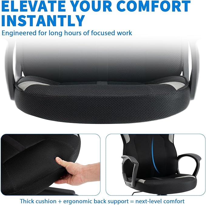 Ergonomic Mesh Gaming Chair 330lbs Breathable High Back Office Computer Chair with Adjustable Lumbar Support Swivel Desk Chair for Gaming &amp Work Black
