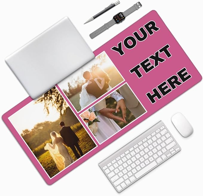 Custom Large Mouse Pad with Photo Personalized Mouse Pads with Picture Text Customized Non-Slip Mousepad for Gaming Offices Home Computer Desk 16x35.5in