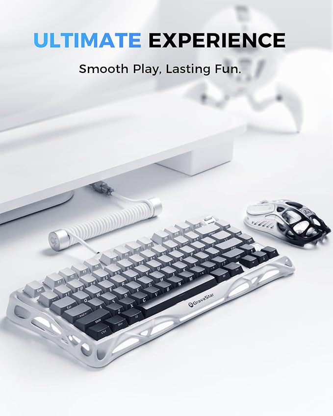 GravaStar Mercury K1 75% Wireless Mechanical Gaming Keyboard Aluminum Alloy Exoskeleton Design Gasket Custom Keyboard Hot-Swap Socket Linear Switches RGB Backlit