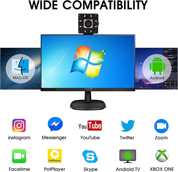 SVPRO Webcam 4K Autofocus USB Camera 30fps UHD Computer Camera with Light100 Degree Wide Angle Streaming CameraPlug &amp Play Web Cam for Industrial VisionOnline ClassVideo ConferenceSupport OTG