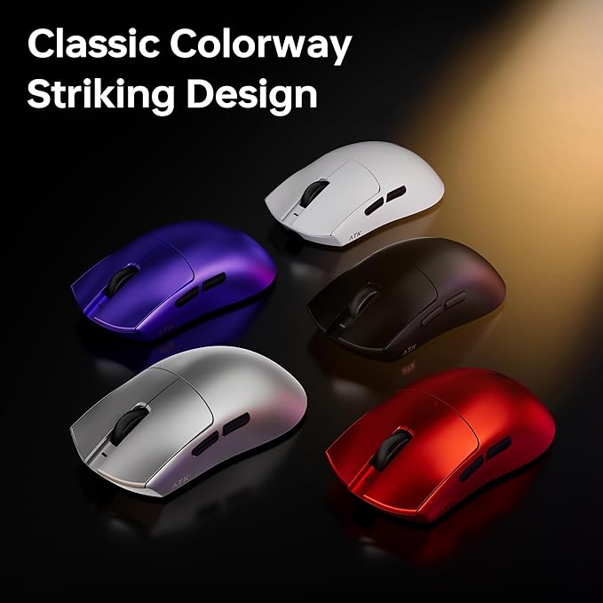 ATK Blazing Sky X1 V2 Wireless Gaming Mouse 54g Lightweight PAW3950Ultra Sensor Nordic 54L15 MCU Optical Switches New GEM 8K Dongle Dual-Mode 2.4G/Wired (Ultimate Metallic Silver)