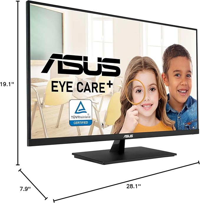 ASUS 31.5” 4K HDR Eye Care Monitor (VP327Q) – UHD (3840 x 2160) 99% sRGB HDR-10 Adaptive-Sync Speakers DisplayPort HDMI Flicker Free Blue Light Filter VESA MountableBlack