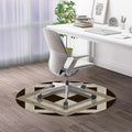 Beige Black PU Leather Chair Mat Hard Floor Protecting Marble Nostalgic Stone Mosaic Noise Cancelling with Anti Slip Rubber Multi-Purpose Floor Mat for Bedroom Victorian Style Diameter 55 in