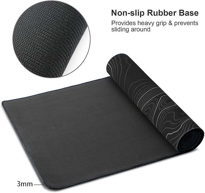 AQQA Topographic 3XL Huge Mouse Pads Oversized (48x24) - Extra Large Gaming XXXXL Mouse Pad for Full Desk - Mousepad with Stitched Edges Non-Slip Rubber BaseDesk Mat for LaptopComputer &amp PC B