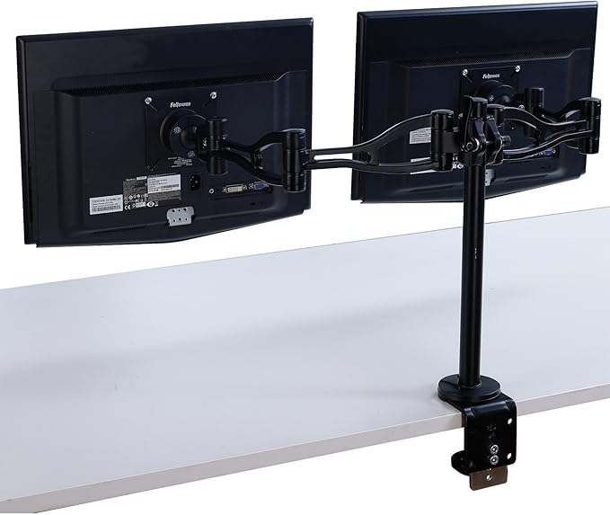 Fellowes 8041701 Professional Series Depth Adjustable Computer Monitor Stand for 2 Monitors with Dual Monitor Arms 24 Lb Capacity