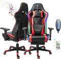 TBQATNTS RGB Gaming Chair with Bluetooth Speakers Black Massage Reclining Gaming Chair with Footrest 4D Handrail Lumbar Support Ergonomic Gaming Computer Chair for AdultsRed