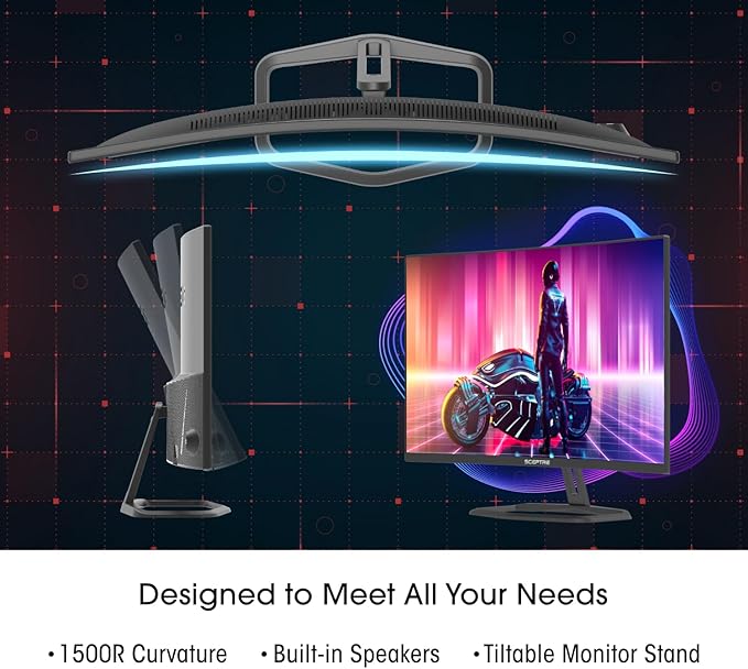Sceptre Curved 32-Inch Gaming Monitor 1920 × 1080 Up to 240+Hz 1ms 110% sRGB AMD FreeSync Premium Built-in Speakers HDMI DisplayPort Machine Black (C325B-FWD240 Series)