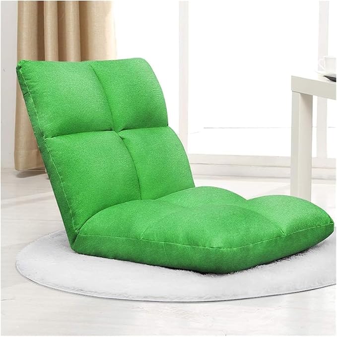 ELEFOCUS Folding Sofa Chair Folding Floor Chair Computer Chair On Single Bed 5 Speed Adjustment for Bay Window Bedroom(Green)