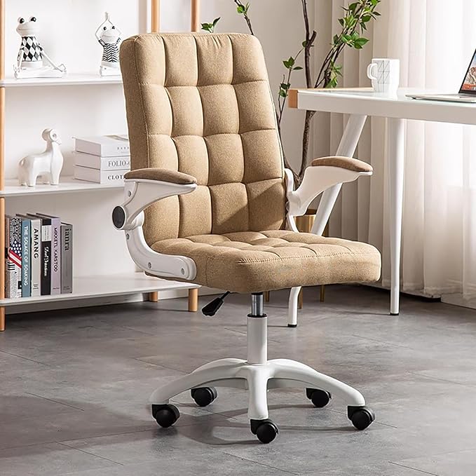 BK&ampMF Modern High-Back Home Office Chair Ergonomic Desk Chair Task Swivel Chair with flip-up Armrests with Lumbar Support for Back Pain WomenG