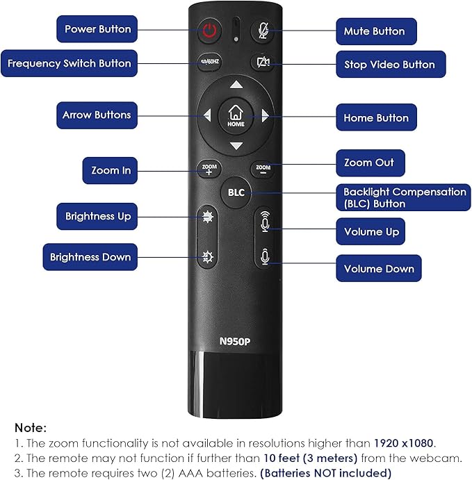 NexiGo Zoom Certified N950P 4K Zoomable Webcam with Remote Control Sony_Starvis Sensor 5X Digital Zoom Pro Web Camera with Dual Stereo Mics for Zoom Skype Teams Twitch