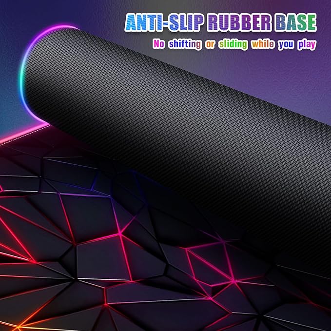 RGB Mousepad Led Mouse Pad Desk Mat I 31.5 x 11.8 Inch Large Mouse Pad I XL Oversized Big Mouse mat 14 Led Light Modes I Anti-Slip Rubber Base Waterproof Keyboard Pad for PC Gaming I Vibrant Neon