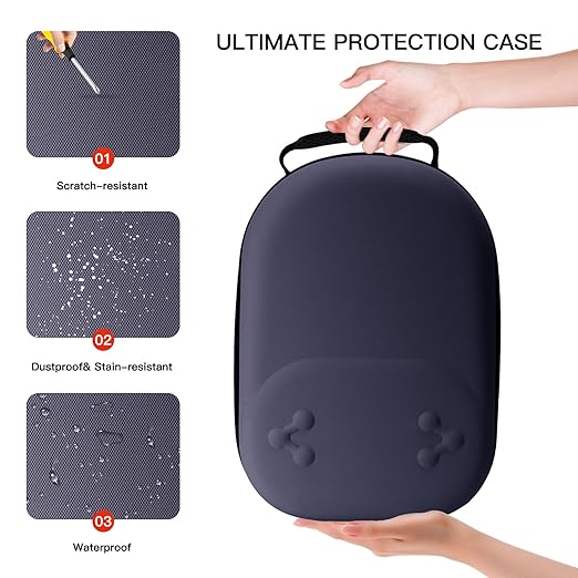 bibuks Hard Carrying Case Compatible with Oculus Meta Quest 3/3SVR Headset Elite Strap and Touch Controller Accessories Carry CaseHard Shell Travel Storage Bag (Blue)
