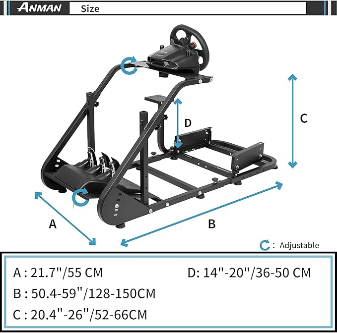 Anman G25 Racing Simulator Cockpit with Gaming Seat fit for Logitech G27 G29 G920for Fanatec for Thrustmaster T500RS T300RS Adjustable Cockpit Wheel Shifter Pedals NOT Included