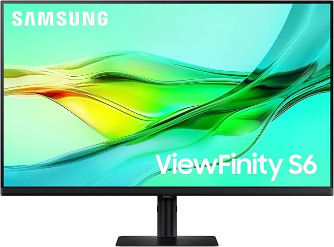 SAMSUNG 32 ViewFinity S6 (S60UD) Series QHD High Resolution Computer Monitor 100Hz HDR10 USB-C Built-In LAN Port Daisy Chain Support Easy Setup Height Adjustable Stand LS32D606UANXGO 2024
