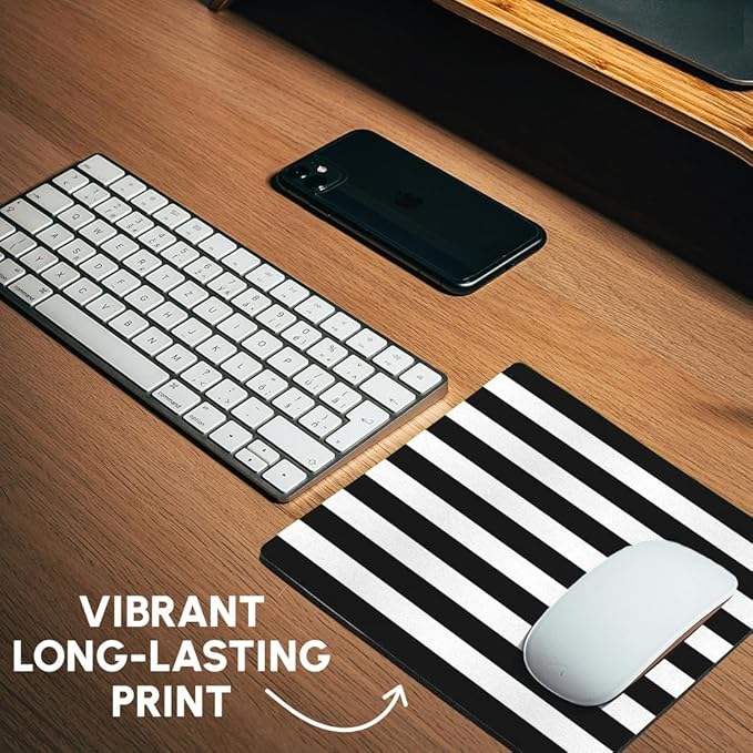 3dRose LLC 8 x 8 x 0.25 Inches Mouse Pad Stylish Contemporary Stripes Black/White (mp_56663_1)
