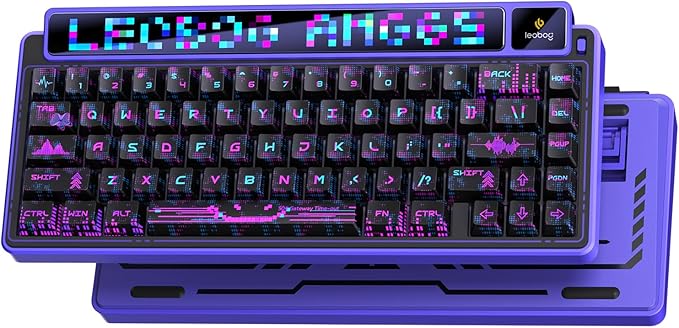X LEOBOG AMG65 Wireless Mechanical Keyboard Dot Matrix LED Screen&ampTFT Screen 65% Hot-swappable Custom Keyboard 8000mAh Battery PBT Keycaps Pre-lubed Linear Switches RGB Backlit Gaming Keyboa