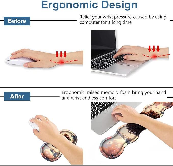 Ergonomic Keyboard Wrist Rest &amp Mouse Pad Wrist Rest Set Large XXL Gaming Desk Mat 31.5x 11.8 with Memory Foam Easy Typing Pain Relief for Office &amp Home Cute African American Girl