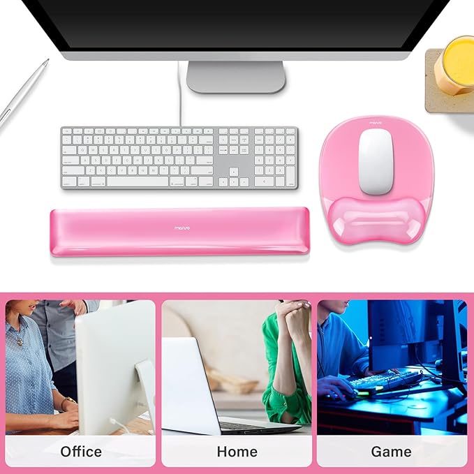 MOSISO Gel Wrist Rest Support for Mouse Pad&ampKeyboard Set Irregular Oval Ergonomic Mousepad Keyboard Pad Non-Slip Base Home/Office Pain Relief&ampCooling Gel Easy Typing Pad for Computer Laptop
