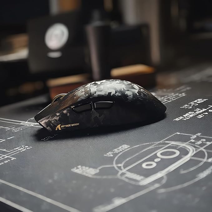 ATTACK SHARK X11 Ultra 8K Carbon Fiber Wireless Gaming Mouse with 42000 DPI-PAW3950 MAX Sensor-59g LightweightNordic 54L15 MCU ChipWired/BT/2.4Ghz100 Million ClicksProgrammable for PC Mac(Black)