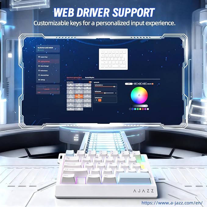 A.JAZZ AK029 Wired 29 Keys One-Handed RGB Gaming Keyboard with 8000HZ0.01mm RT Magnetic Switches Adjustable ActuationHotswappable Mechanical KeyboardAluminum PlateWeb Driver for Gamers-White