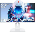 Gawfolk 27 Inch 4K Gaming Monitor 160Hz White PC Computer Monitors UHD 3840 x 2160p IPS Screen for Home &amp Office Freesync DP 1.4 HDMI 2.1 Eye Care Wall Mount Compatible