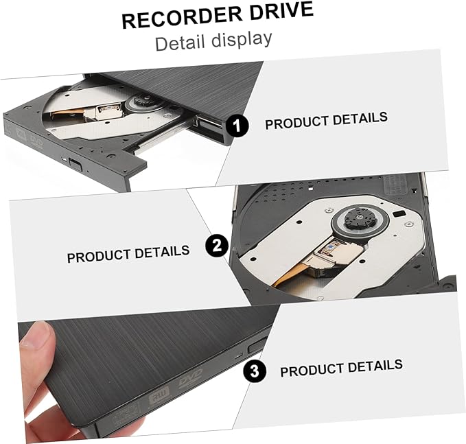 External USB Cd DVD Burner Recorder Drive Slot-in Optical Drive for Laptops Black Easy to Use No Additional Drivers Required Compact Design for Home Travel