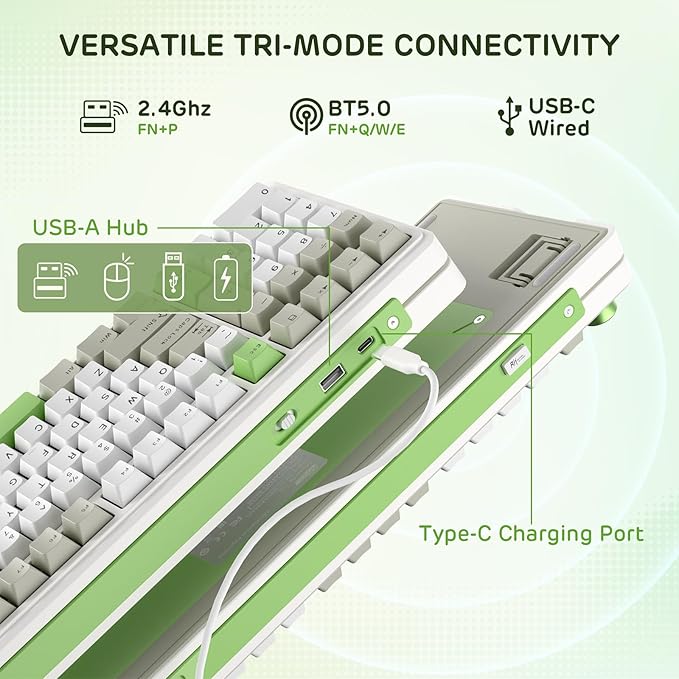 RK ROYAL KLUDGE L98 Wireless Mechanical Keyboard w/Left-Handed Southpaw Design Numpad &amp Hot Swappable Knob Tri-Mode 95% Keyboard BT/2.4G/USB-C Pro Software Gasket Mount Massive 8000mAh Battery