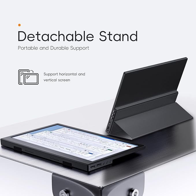 JUSTTHINK Portable Monitor 11.6'' LCD Display Small Monitor 60Hz Wall Mount &amp Desk Stand HDMI/Type-C Connect Second External Monitor for Laptop Lightweight for Travel