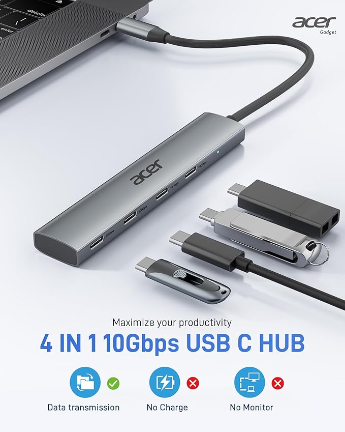 Acer USB Hub 4 Ports Bundle with Acer 10Gbps USB C Hub