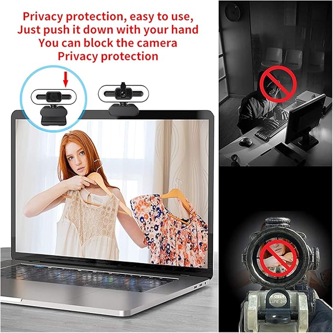 Web Camera 4K Webcam 2K 1080P HD with Microphone Web Cam Conference PC Auto Focus USB Camera Laptop Desktop for Office Gamer Accessories for Gaming Video Calling Recording (Color : 4K AF Monochrome)