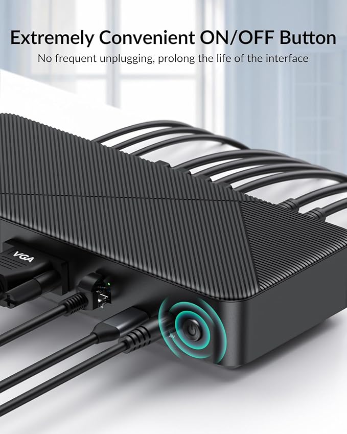 GiGimundo 20-in-1 Docking Station | PD Charger+HDMI 4K 60Hz+DP 4K 60Hz+VGA+Ethernet+SD/TF+Audio+Volume Knob+Security Lock Laptop Docking Station for Windows/Dell/HP/Lenovo