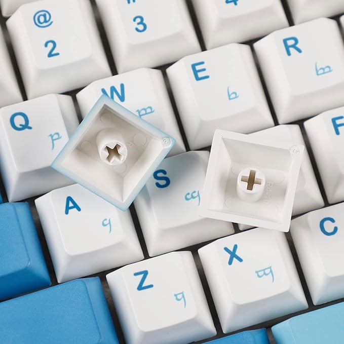 YMDK 143 Sea Fog Love Letter Cherry Profile Dye Sub Thick PBT 5 Sides Mac Keycaps Set for ANSI 104 87 61 96 75 GMMK NCR80 Mx Keyboard