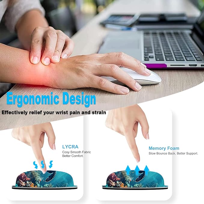 Keyboard Wrist Rest and Mouse Pad Set31.5x11.8 Inches Desk MatWaterproof Non-Slip Ergonomic Wrist Support for Pain ReliefExtended Desk Protector for Office Home GamingCute Turtle