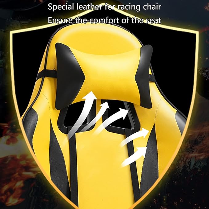 Ergonomic Gaming Chair Comfortable Gaming Chair with Footrest Computer Chair Leather Desk Chair Adjustable Swivel Gaming Office Chair Pink