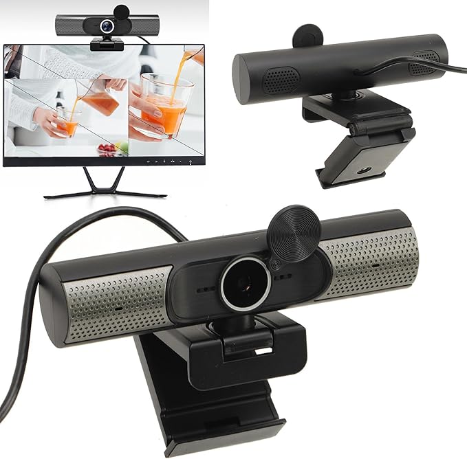 Webcam PC Webcam with Dual Noise Reduction Microphone 2K 30 Frame Auto Focus FHD USB Computer Web Camera with Lens Cover for Video Conference Studying Live Streaming