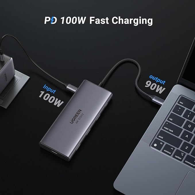 UGREEN Revodok Pro 109 USB C Hub 9 in 1 10Gbps USB C 3.2 &amp USBA 3.2 4K HDMI 100W Power Delivery SD/TF Card Reader Gigabit Ethernet for MacBook Pro/Air iPhone 16 15 Pro/Max Thinkpad and More