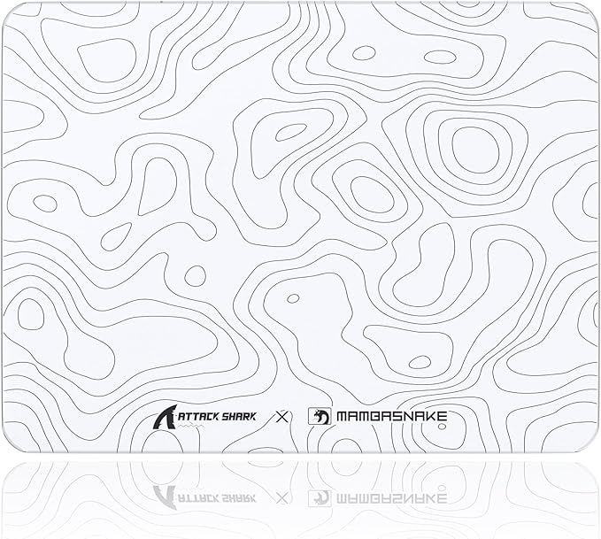 ATTACK SHARK CM05SE Glass Gaming Mouse Pad for FPS &amp Esports Nano-Etched Tempered Glass SurfaceUltra-Smooth Low Friction Hard MousepadWaterproof Large Desk Mouse Mat for PC SetupWhite Contour